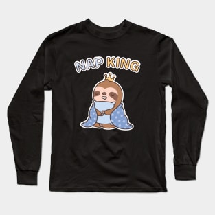 Cute Sleepy Sloth, Nap King Funny Long Sleeve T-Shirt